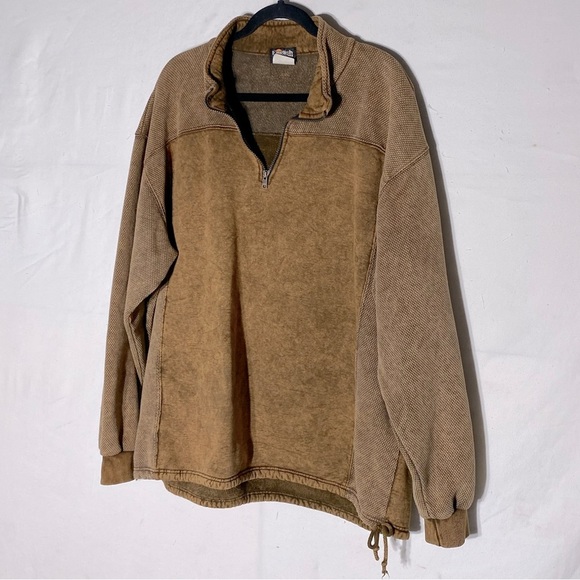Vintage Tops - Vintage English Bay Sportswear Tan Mock Neck Sweatshirt XL